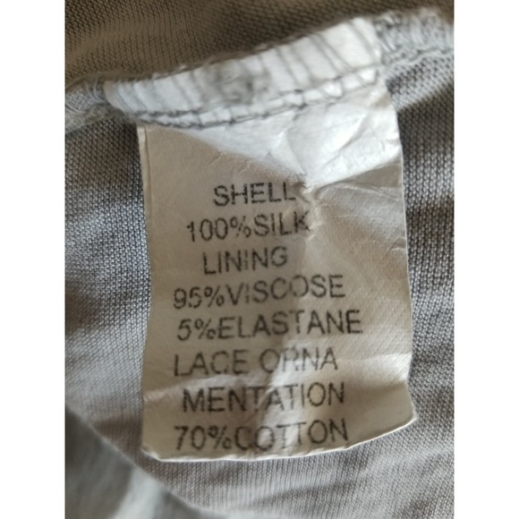 GIULIA Women's Long Sleeve Lace Trim Neckline Silk Overlay Butterfly Blouse sz M - Picture 8 of 9